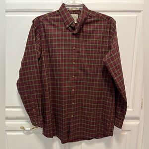 L.L. Bean Plaid Button Up Wrinkle Resistant Shirt Mens Size Medium Tall